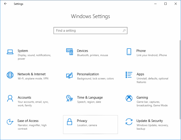 Settings - Windows 10