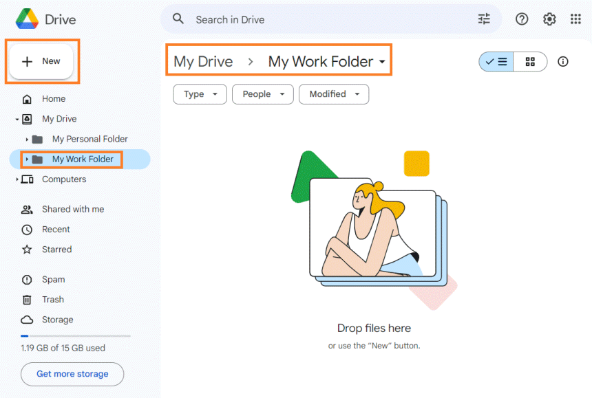 Enter Google Drive Folder Before Creating Docs, Sheets, Slides File