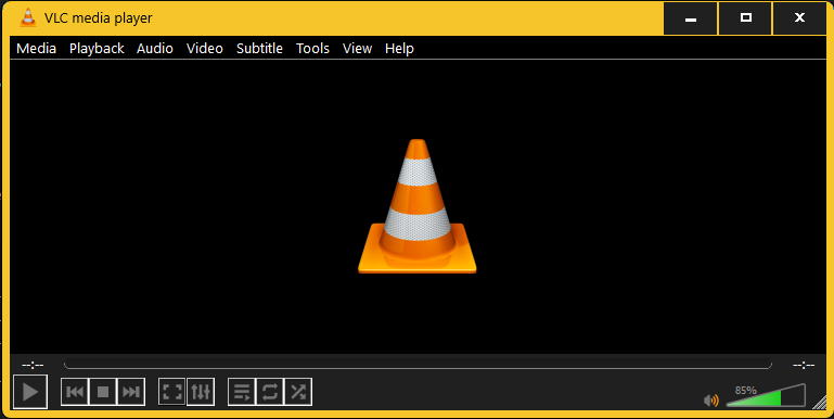 VLC Dark Mode via Dark Contrast Windows Theme