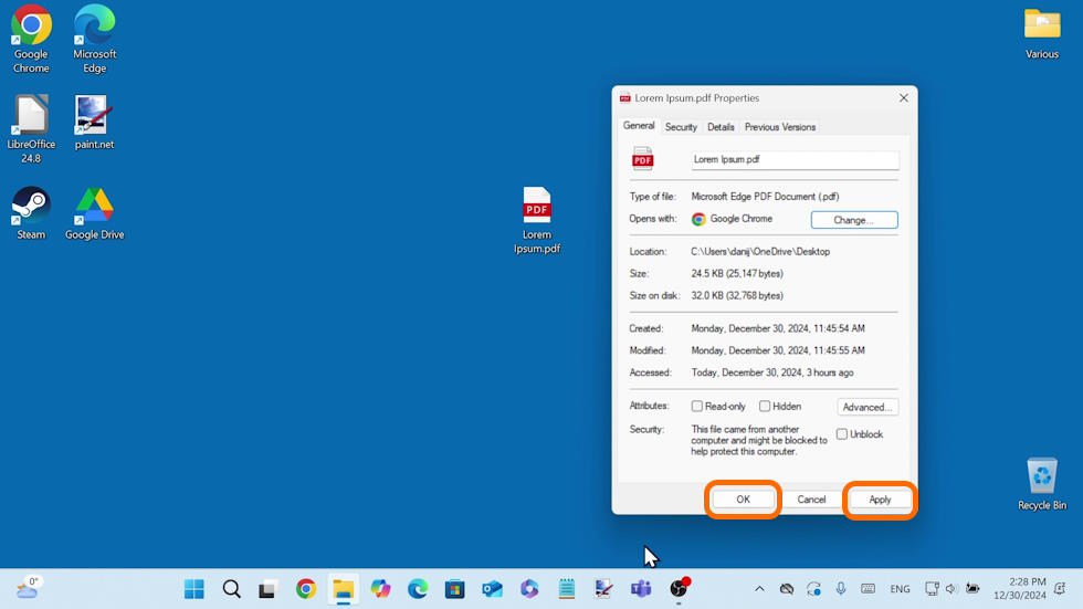 Change Default PDF - Apply